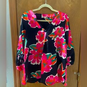 Long sleeve flow floral blouse, size small.